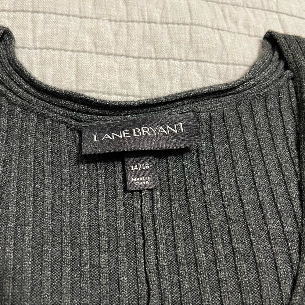 LANE BRYANT Solid Gray Ribbed Knit Casual Sweater Dress Size 14 / 16 - Picture 3 of 9